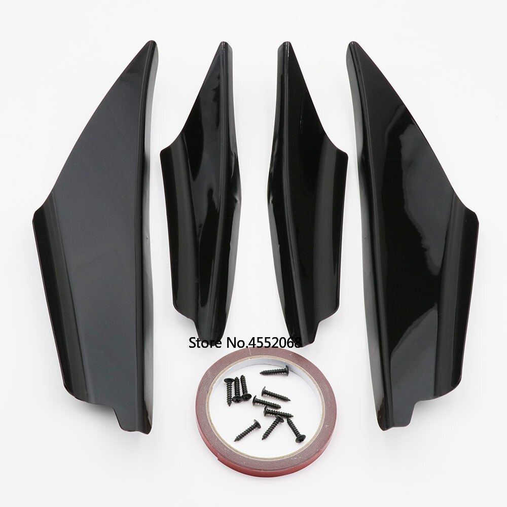 4pcs/set Carbon Look Car Body Spoiler Canards Valence Chin Front Bumper Lip Diffuser Splitter Fins