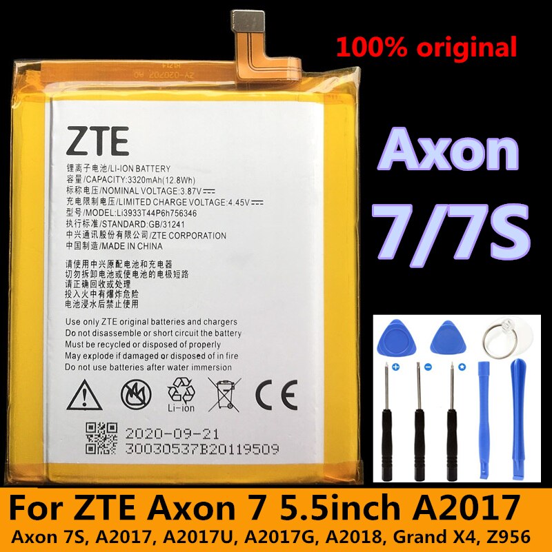 Batería LI3933T44P8h756346 Original, 3320mAh, para ZTE Axon 7, Axon 7S, A2017, A2017U, A2017G, A2018, Grand X4, Z956: battery with tools