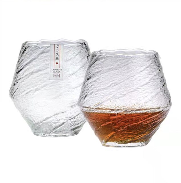 Japanese Hazy Air Wine Glass Snowflakes Falling Whiskey Tumbler Hammer Pattern Whisky Cup XO Brandy Drinking Glasses Wineglass: 2pcs