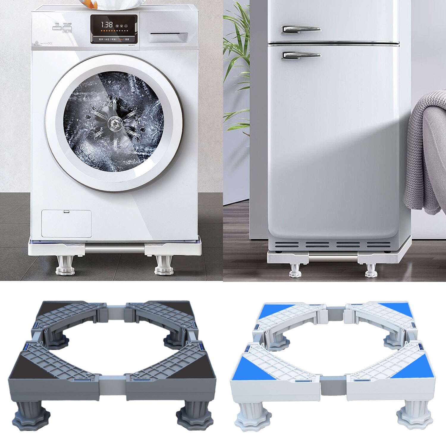 LUCKUP Soporte para lavadora Base multifuncional para refrigerador con 4  pies ajustables fuertes, mini pedestales para lavadora, secadora y nevera