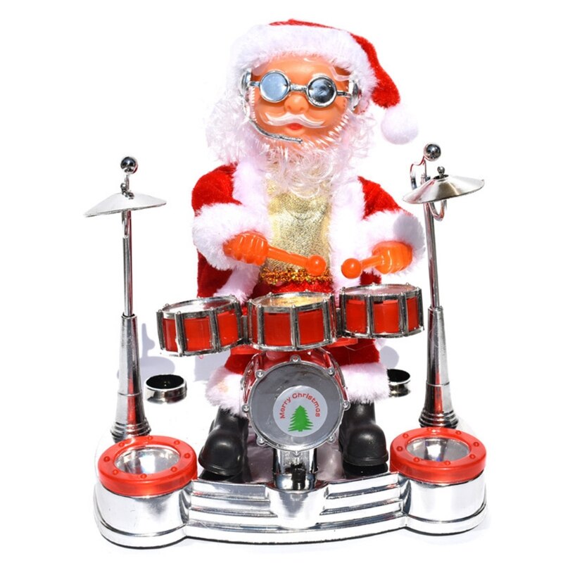 Elektrisk julemanden blæser saxofon dukke scene tromme musik gammel mand børn legetøj jul: D