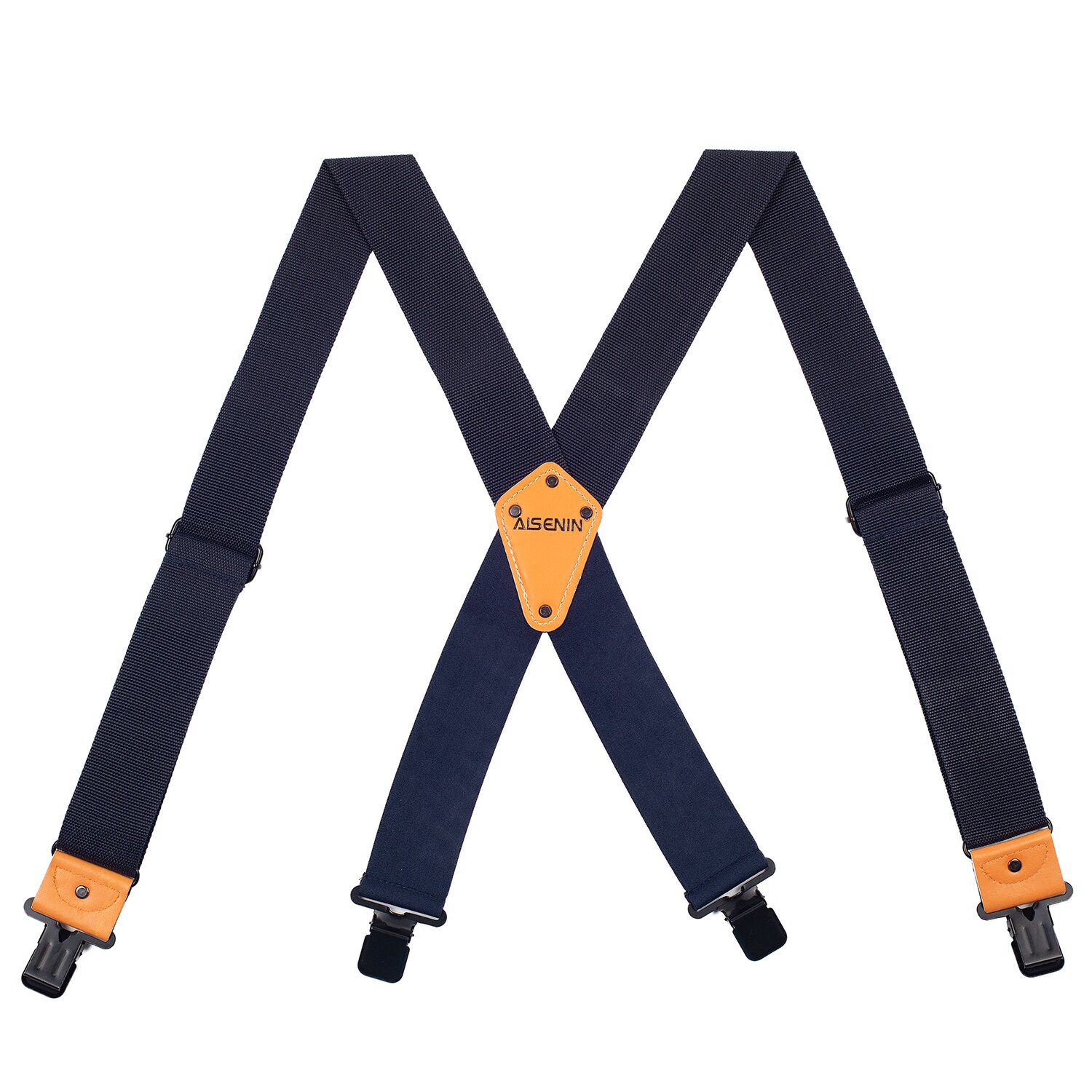 Tooling Suspender Mens Adjustable Four Clip-On X- Back Heavy Duty Braces Tool Suspenders Men Relieve Waist Weight Bretels Mannen: Navy Blue