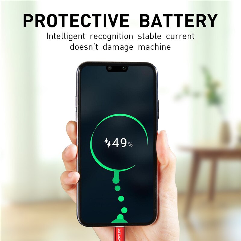 USLION 2m 3m Mikro USB Kabel 3A Schnelle Ladung Daten Kabel für Xiaomi Samsung S7 Android praktisch Mikro Ladegerät Datenkabel
