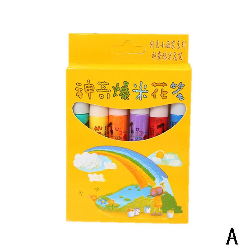 6 unids/set palomitas de maíz de pintura de la pluma para los niños DIY dibujo arte marcador suministros de Kawaii función papelería pluma bolígrafo con burbuja