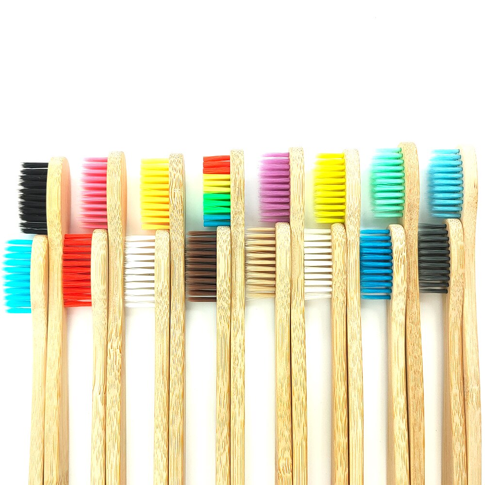 12 stk miljøvennlig bambushåndtak nylon tannbørste med medium Bryst sunn munnpleie hygiene tannbørste tannrengjøringe til voksne