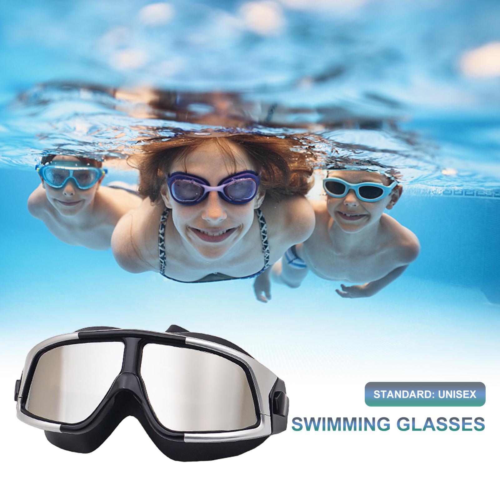 Waterproof Fog Swimming Goggles High-Definition Large Frame Anti-Ultraviolet Plating Flat Light Diving Goggles For Adults