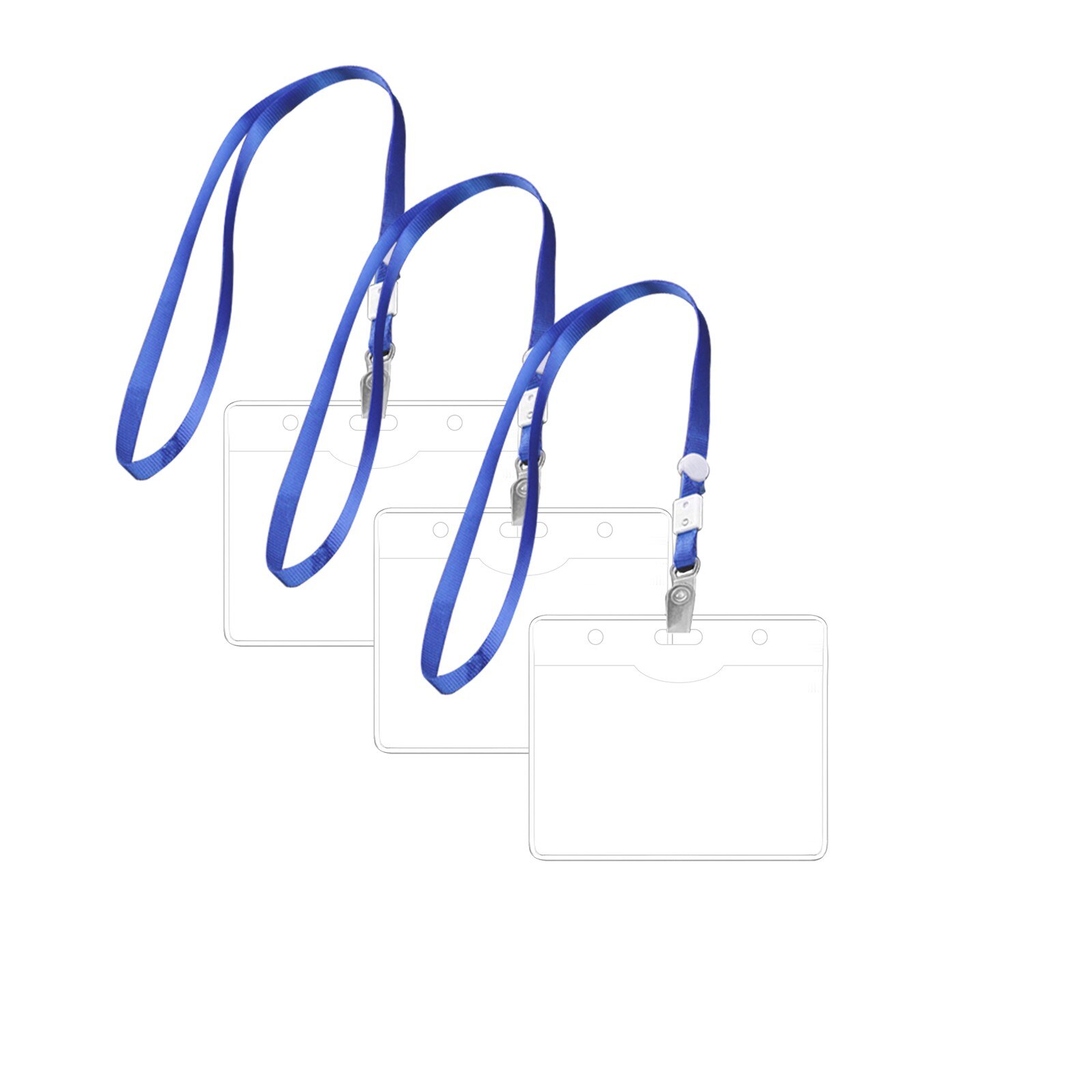 Breakaway Lanyards ID Holder Clear Name Card Case with Lanyards Plastic Solid Color Card Protective Cover Reusable Badge Holders: 3PCS