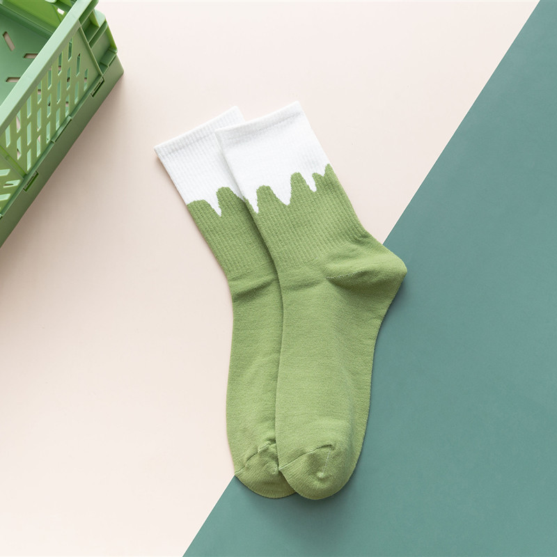 Calcetines de algodón con estampado de aguacate para mujer, medias cortas transpirables de Color verde aguacate, Estilo Vintage a rayas, informales, para chicas: 3