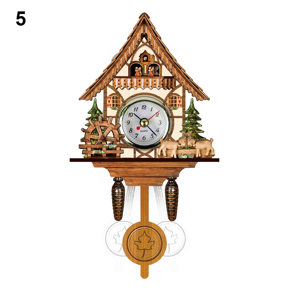 1 Pcs Antieke Houten Koekoek Wandklok Vogel Tijd Bell Swing Alarm Horloge Artistieke Home Decor Vc