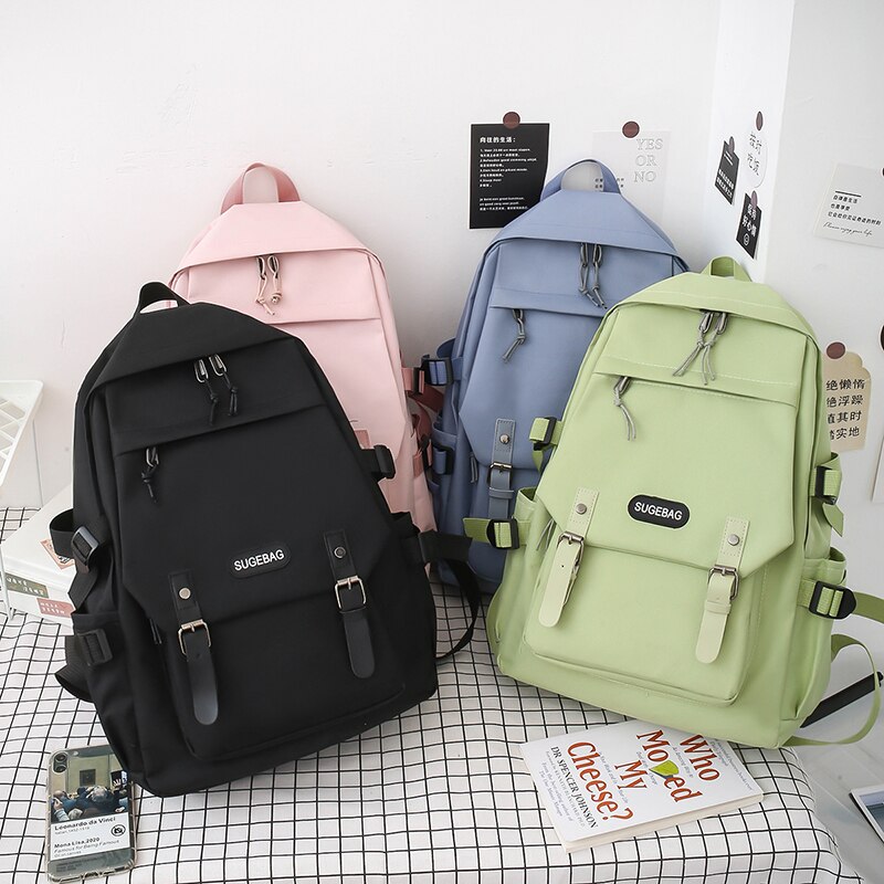 Conjunto de 5 mochilas informales para adolescentes y mujeres, morrales escolares de lona para viaje, bolso de hombro para estudiantes