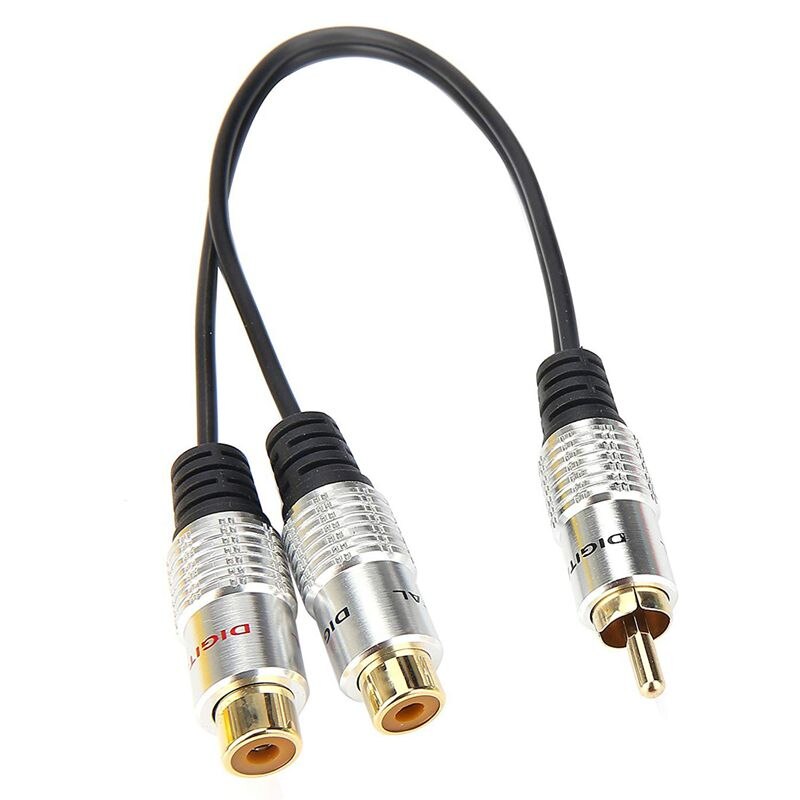 Full-Metal Rca Female Naar Dual 2-RCA Mannelijke Vergulde Adapter, stereo Splitter Y Audio Kabel (Rca F-2 Rca M) (1 Male Naar 2 Vrouwelijke