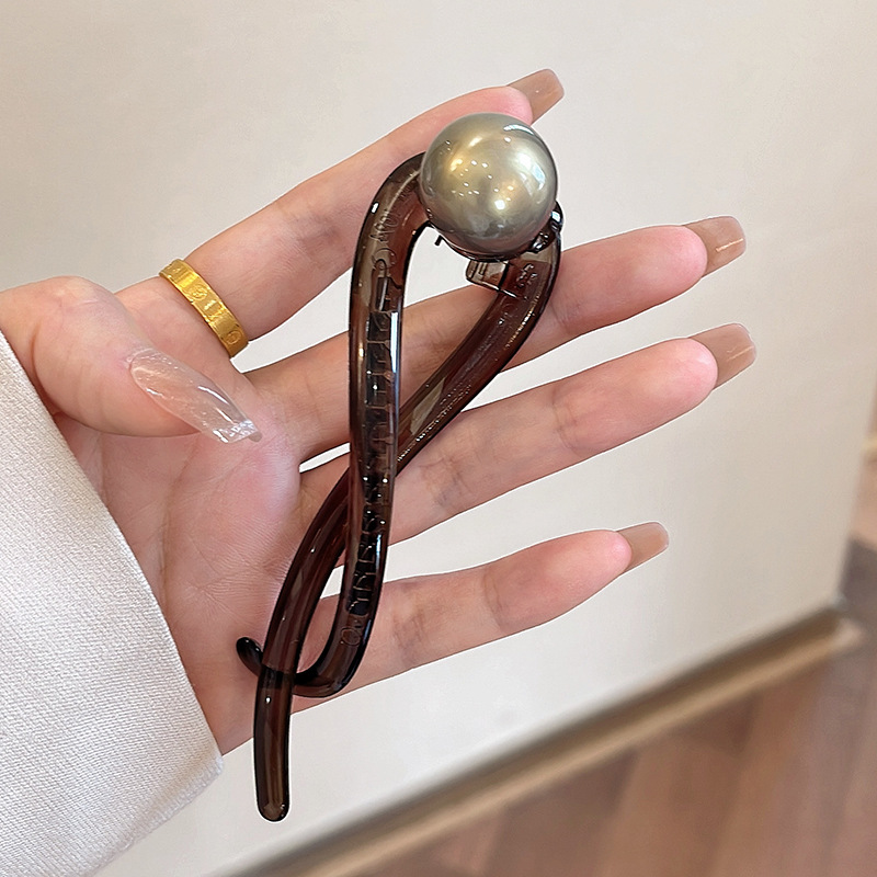 Clip de pelo trenzado, cuentas acrílicas de plástico, horquilla de perla de imitación, retorcido, accesorios para el cabello para mujer: Rojo