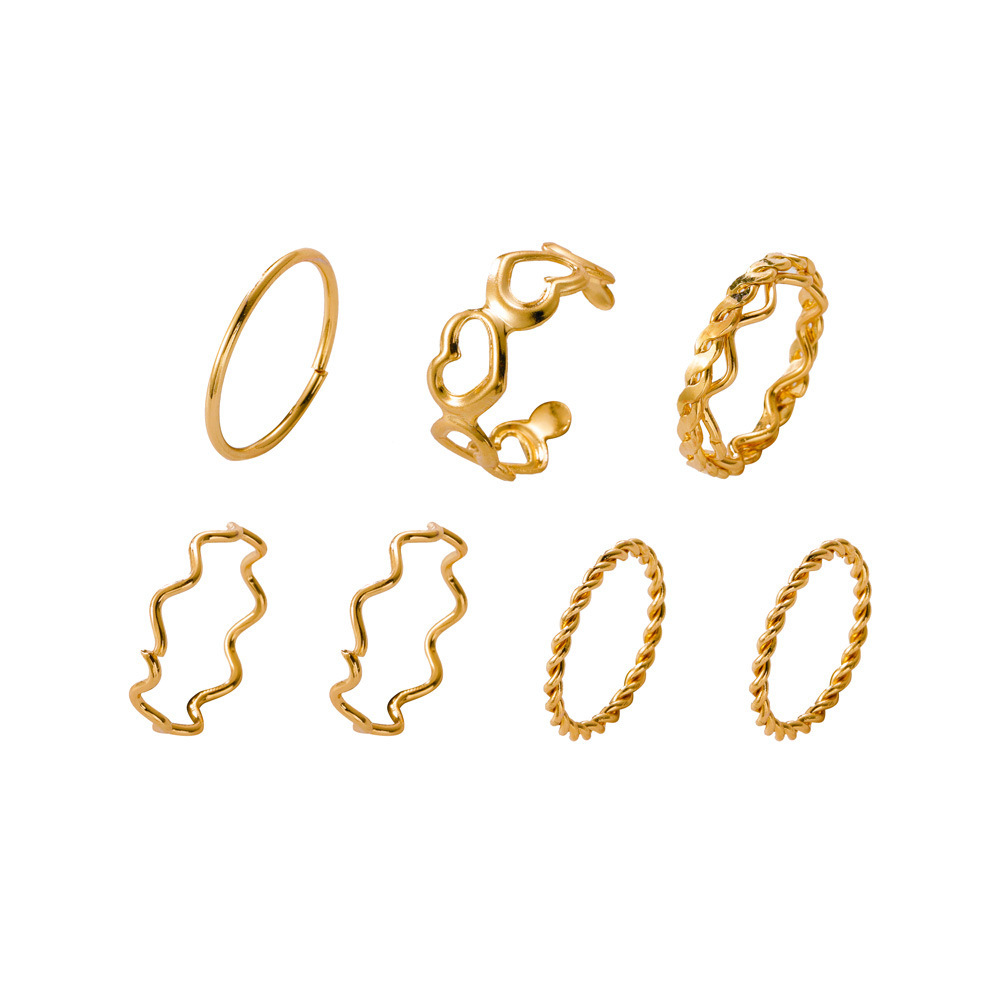 7pcs anelli semplici semplici per le donne moda oro argento colore geometrico anello di barretta Set tendenza gioielli festa di nozze 2022 anelli: gold