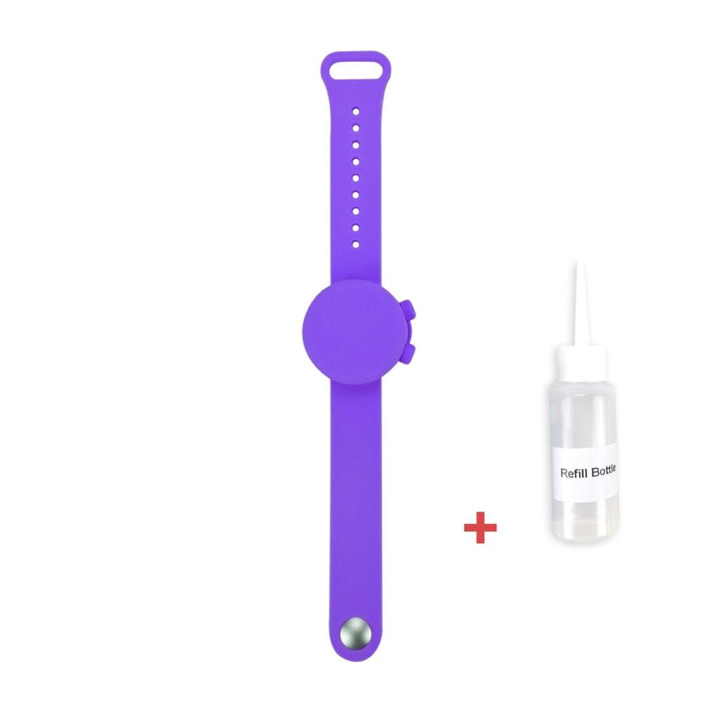 Armband Polsbandjes Cleaner Gel Dispenser Schoolbenodigdheden Draagbare Wearable Zeepdispenser Met Squeeze Fles Zachte Siliconen: Purple