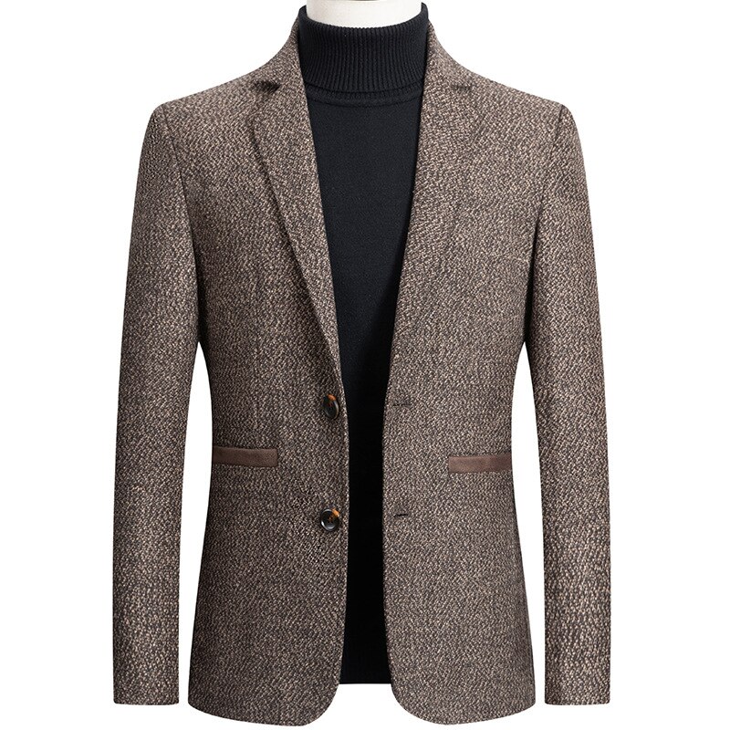 Heren grijs visgraat tweed jurk blazers slim fit vintage modern fit heren pak jas zakelijk formeel blazer masculino: Bruin / Aziatische maat xxl