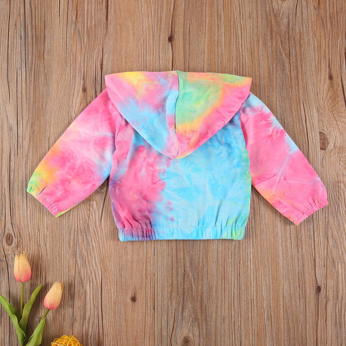 Chaqueta con capucha y cremallera para bebés, otoño e invierno, 0 a 24M, estampado Tie-Dye, manga larga,