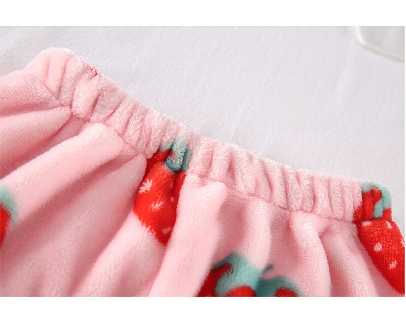 Pajamas for Toddler Girl Strawberry Flannel Pijamas Kids Warm Sets Baby Sleepers Teens Winter Sleepwear Nightgown Nightclothes 5