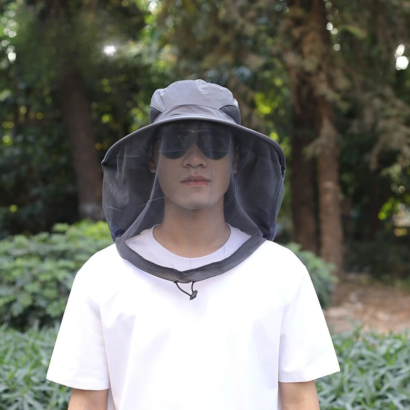 Anti-Mücken-Angelkappe, atmungsaktiv, verstellbar, Netzstoff, modischer, abweisender Insekten- und Bienenschutz für draussen-Camping: Freier Raum