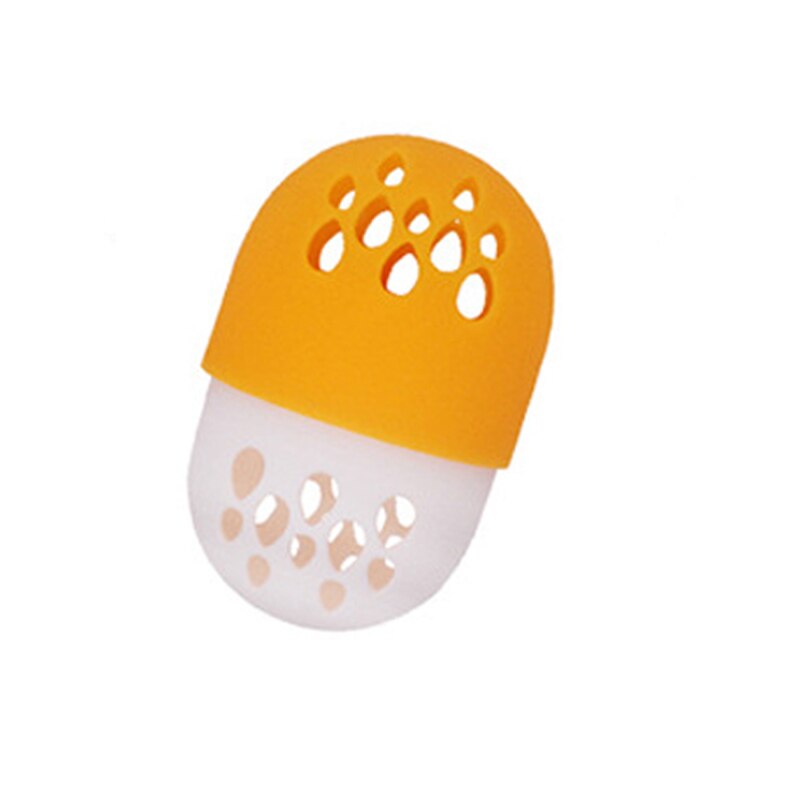 Soft Silicone Powder Puff Drying Holder Beauty Sponge Travel Case Puff Blender Sponge Egg Capsule Display Rack Egg Stand: C061-Orange