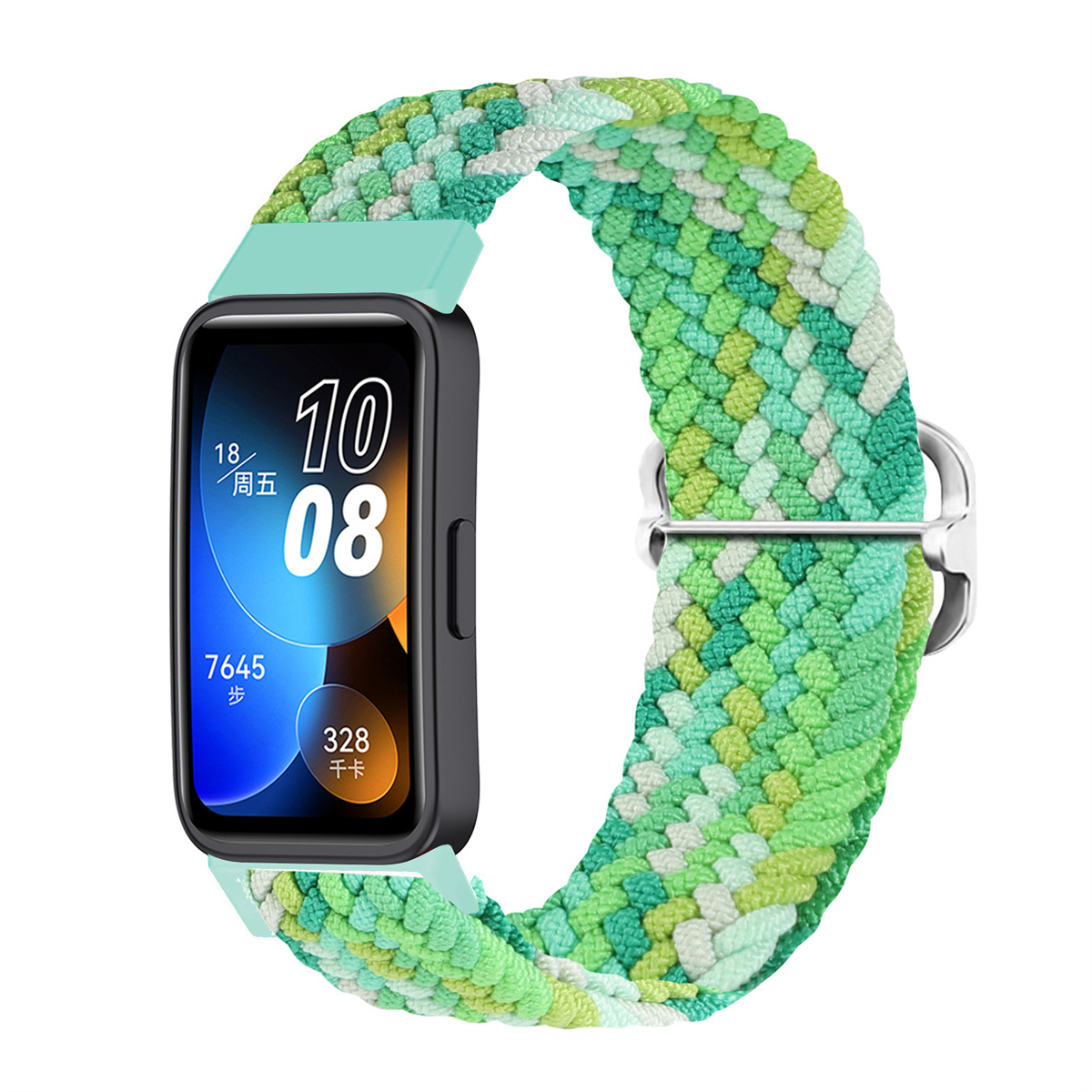 Gevlochten Solo Loop Voor Huawei Band 9 8 7 Band Verstelbare Smartwatch Accessoires Elastische Nylon Armband Correa Huawei Band8 Band: Blue White / 16mm