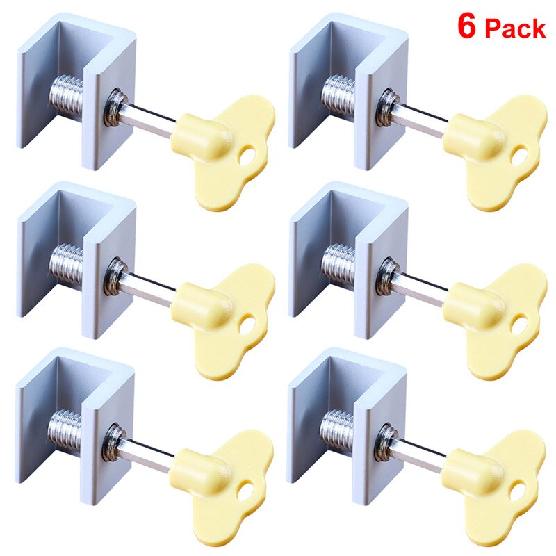 4/6/12 Pcs Aluminum Alloy Stop Locks Door Sliding Window Locks Stop Frame Security Lock With Keys Security Lock Window: 6PC