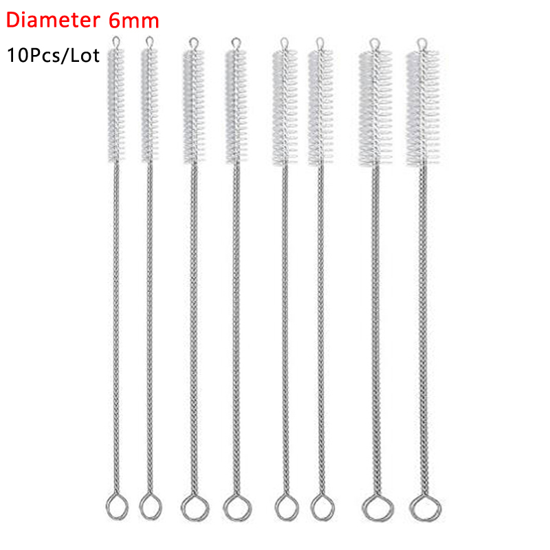 4/10/12 Teile/satz Stroh Reinigung Pinsel Edelstahl Nylon Weiches Haar Glas Rohr Reiniger Pinsel Strohhalm wiederverwendbar Flasche sauberen Pinsel Werkzeuge: 6mm Dia (10Stck)