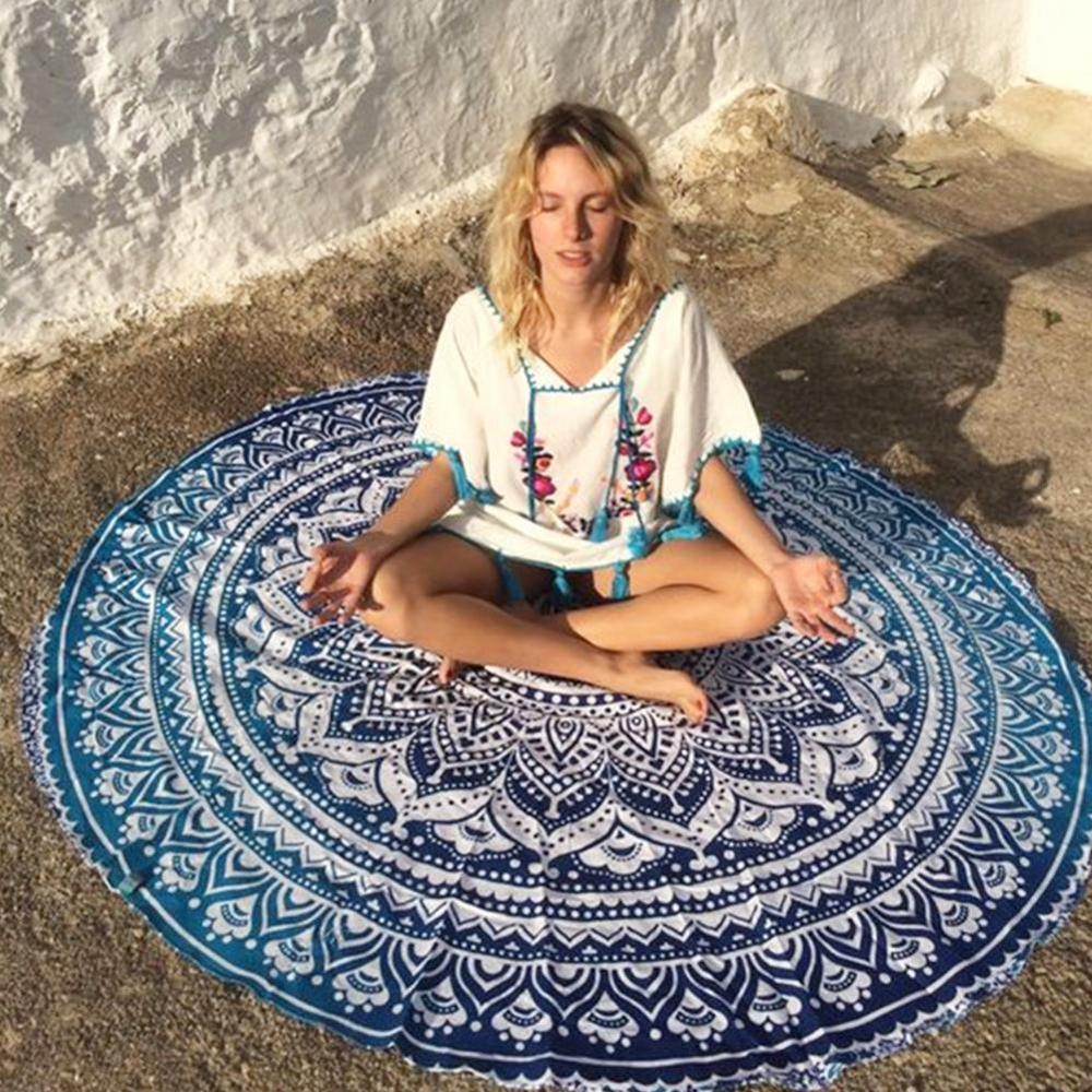 Retro Blommig Hippie Boho Sommar Strandhandduk Yogahandduk Väggmatta Mandala Indisk Gradient