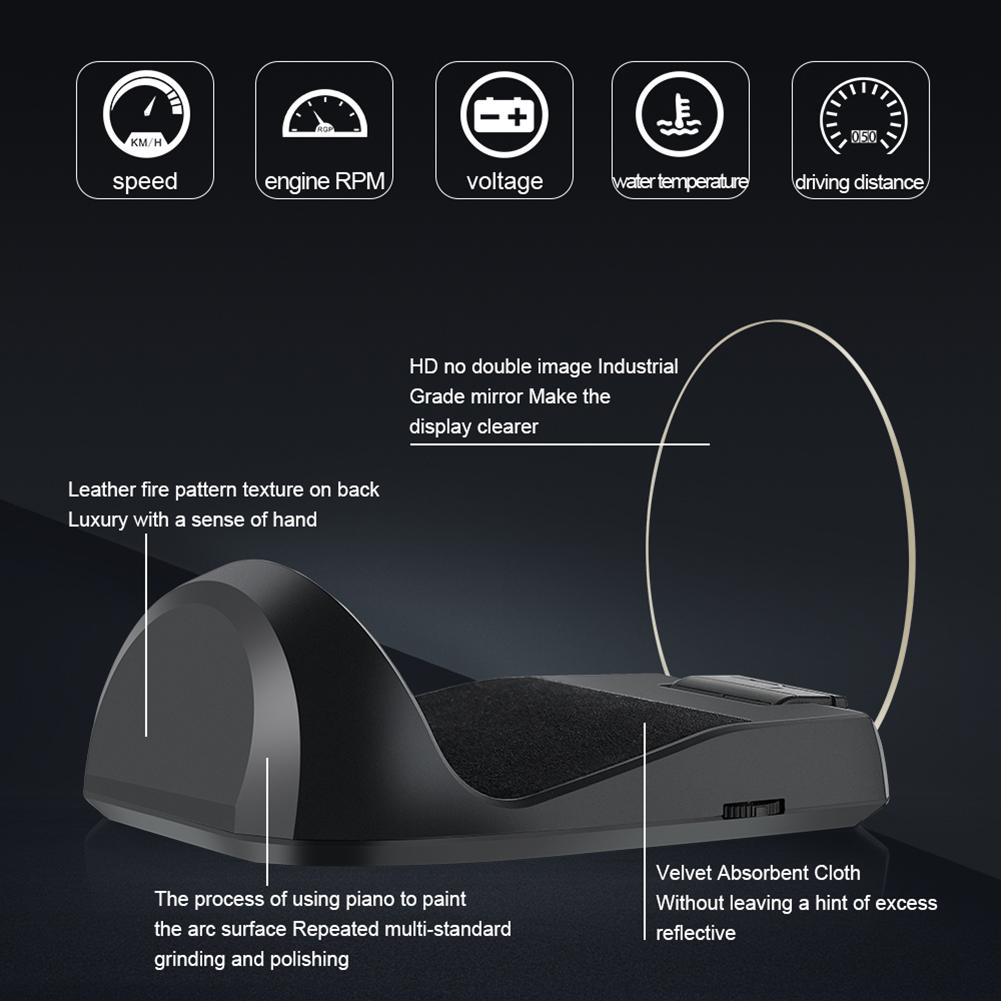 Car HUD Head Up Display Speed Projector Windshield Head Up Display OBD Overspeed Warning System Electronic Voltage Alarm Display