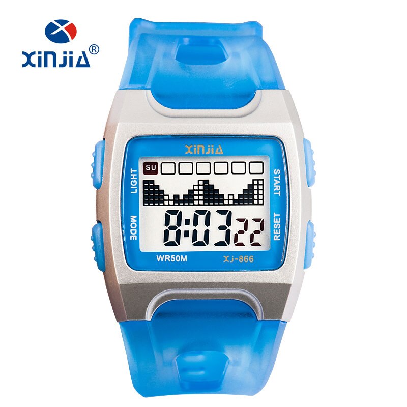 XINJIA Casual Jelly LED Digital Watch For Women Super 50M Waterproof Cute Children Kid Swimming Lady Plastic Shock: 9955Lightblue