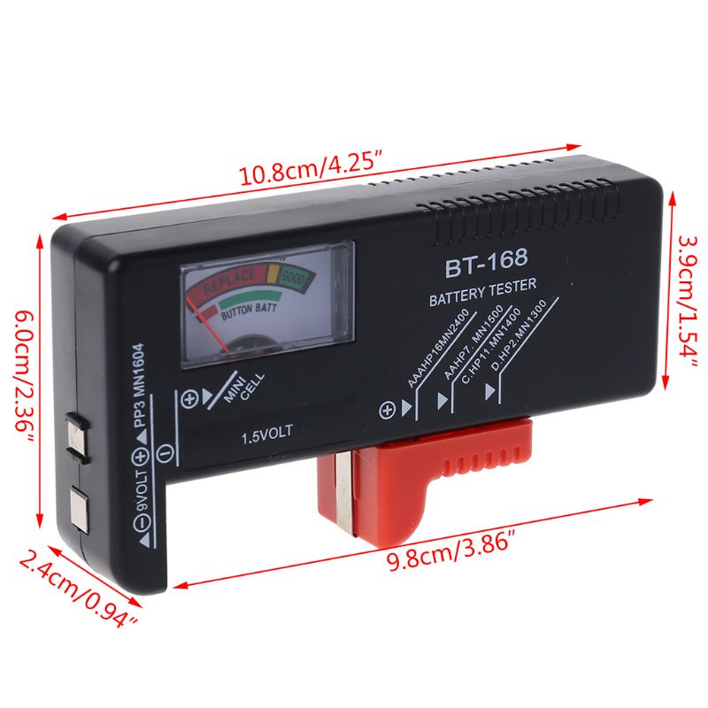 Universal Digital LCD Battery Checker Volt Tester - For AA, AAA, C, D, 9V, And Button Cells