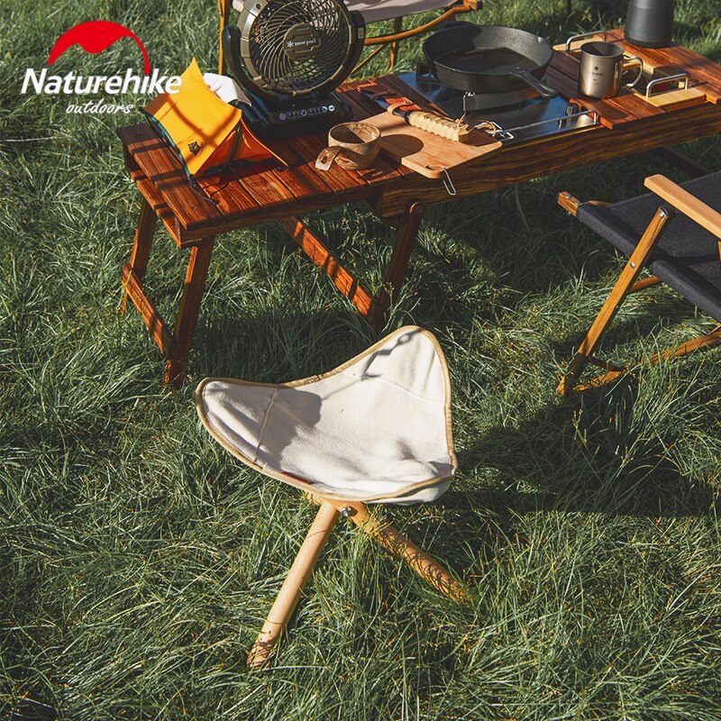 Naturehike udendørs ultralet 920g foldet trekant skammel bærbar camping dagligt picnic lærred tung bærende træ stol
