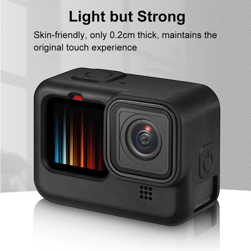 Funda de silicona para GoPro, carcasa protectora anticaída con correa de mano para cámara deportiva, accesorios para GoPro Hero 10, 9