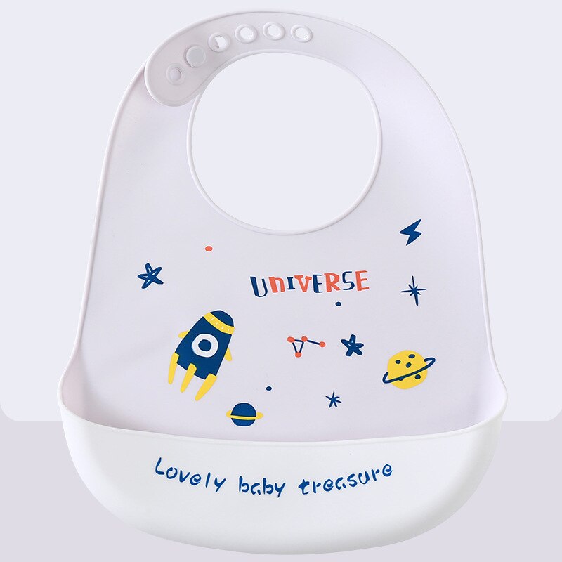 Dessin animé arc-en-ciel bébé bavoirs imperméable Silicone éléphant voiture imprimer bébé trucs fille garçon bébé alimentation bavoirs réglable enfants bavoir: style7