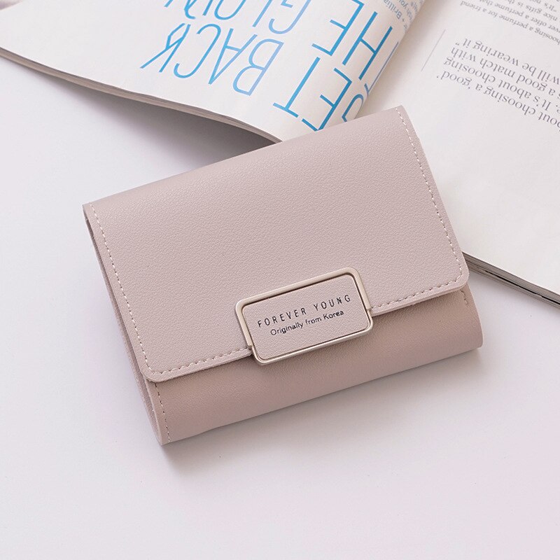 Wallet Women Leather Female Slim wallet Hasp Clutch Short Wallet Women Purse Card Holder Ladies Purse: Gray