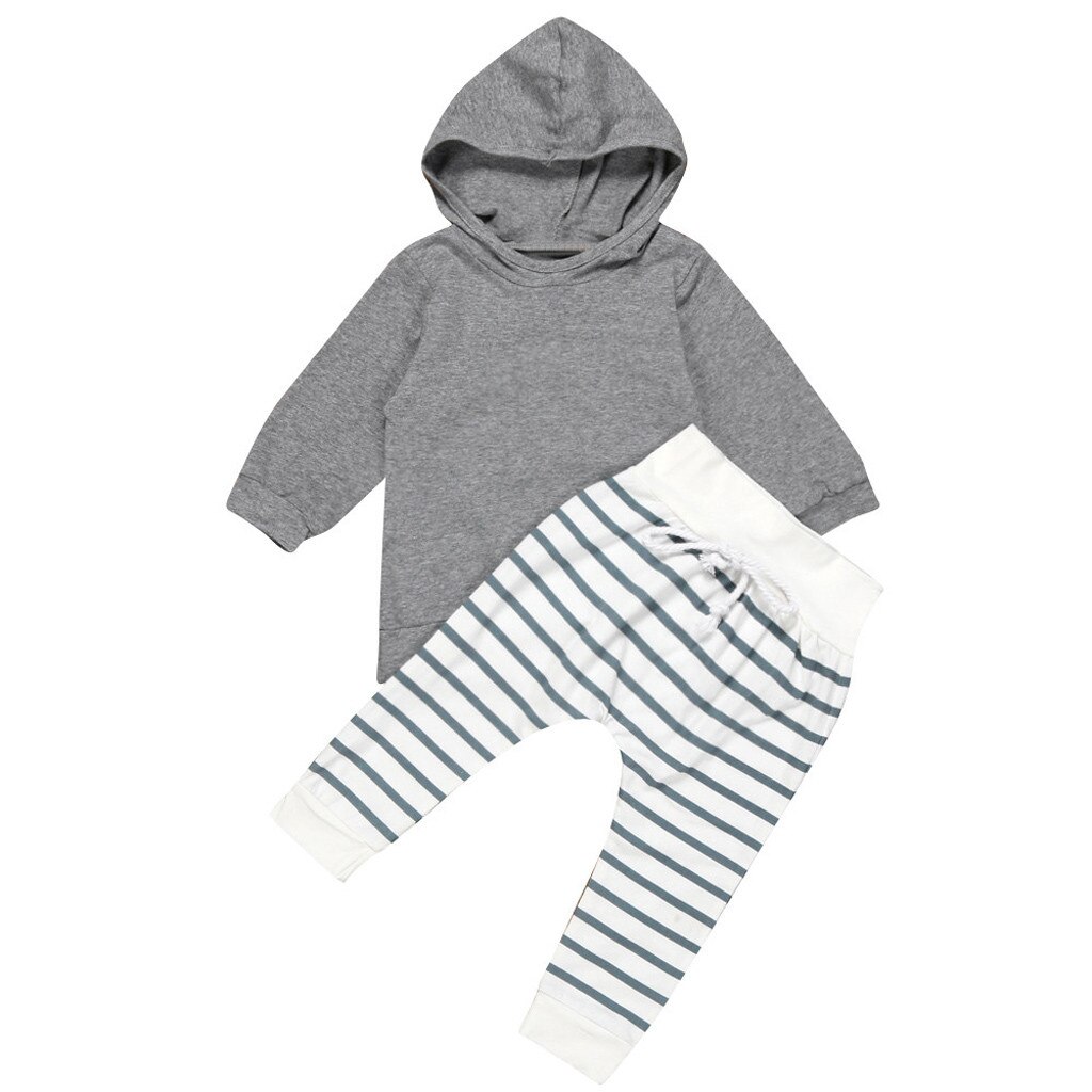 Kleidung Neugeborenen Baby Junge Mädchen Mit Kapuze Mantel Tops + Gestreifte Hose Legging Outfits Casal Kleidung Set: 18m