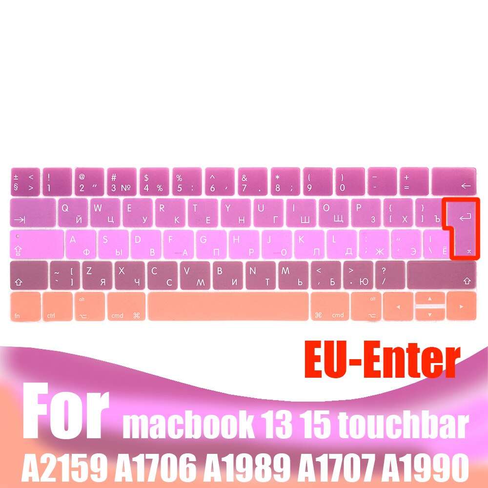 Rosyjska obudowa klawiatury laptopa dla Macbook pro 13 15 touchbar klawiatura ochronna kolorowa obudowa klawiatury A2159 A1707 A1989A1990