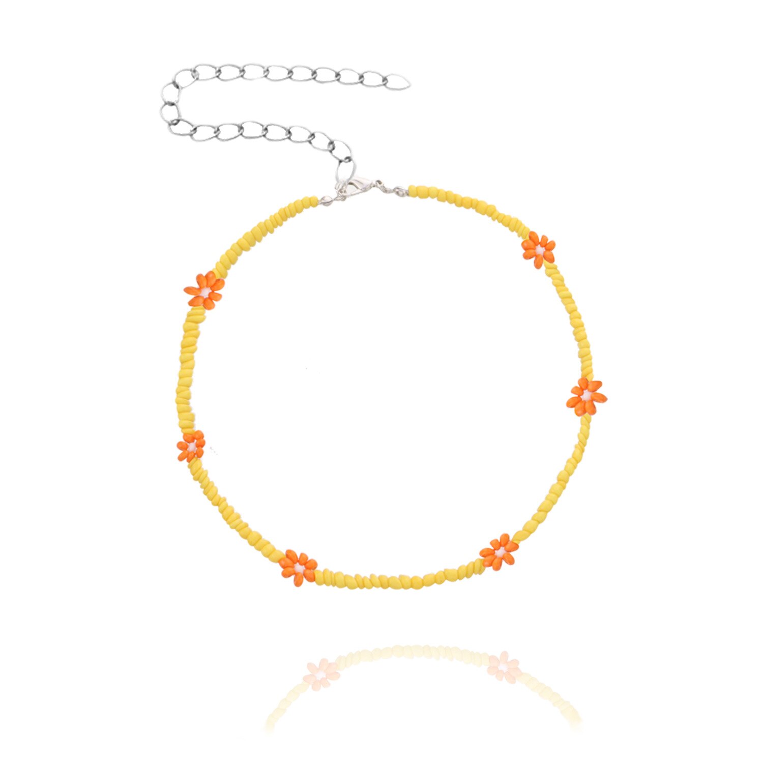 Bohemian Blauw Wit Zaad Bead Bloem Choker Ketting Statement Korte Kraag Sleutelbeen Keten Ketting Voor Vrouwen Sieraden: ZWXL1450-8