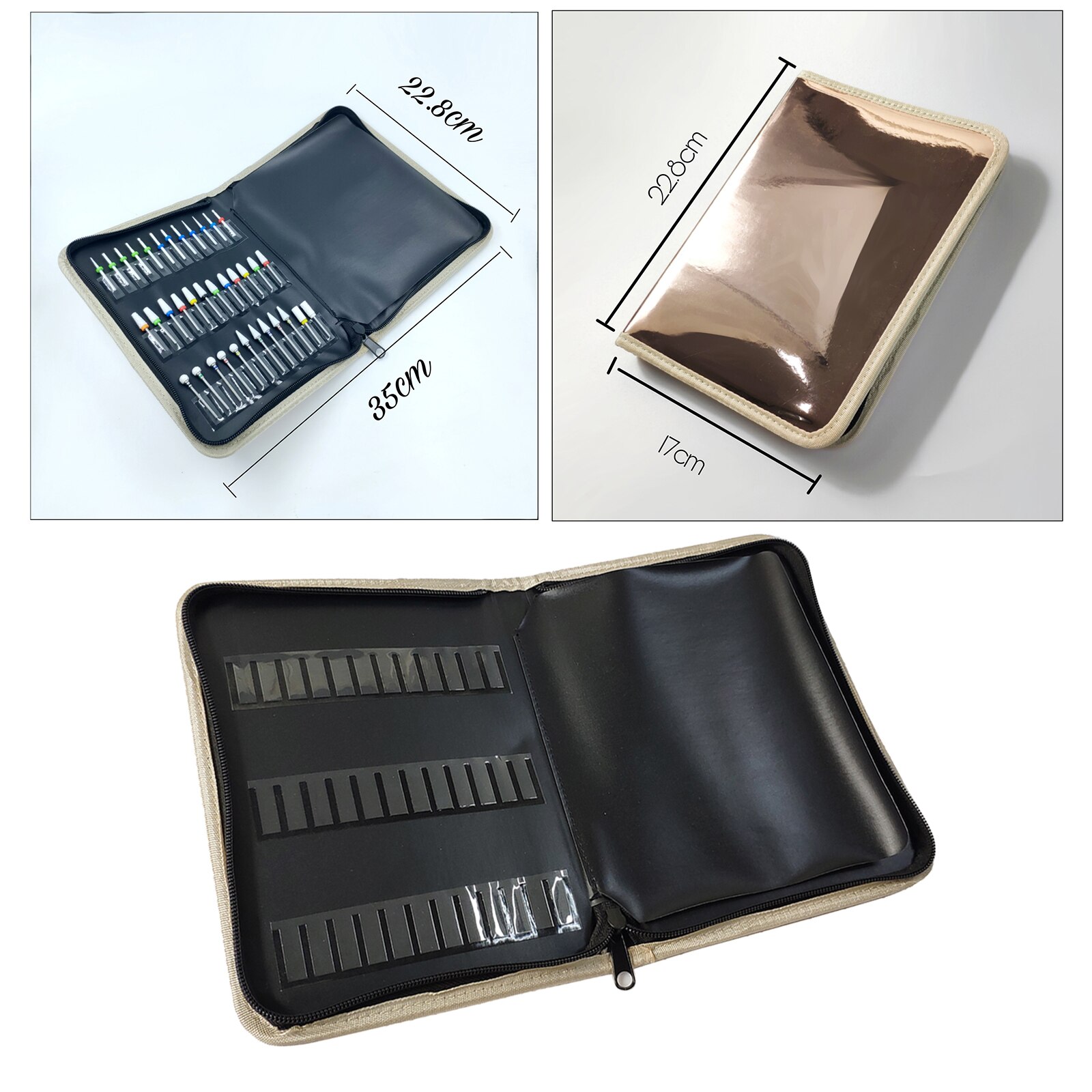 Folding Nail Art Drill Bits Container Storage Case Compact