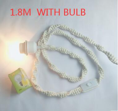 Handmade Macrame Fringed Chandelier Macrame Style Ceiling Hanging Decor Boho Chic Pendant Light Shade Kit Lighting Decoration: 180cm light cord