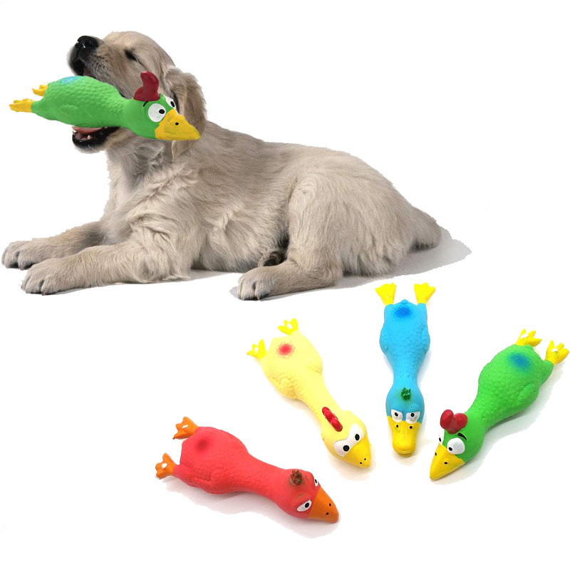 Screaming Rubber Chicken Dog Squeaky Toy Soft Chew Molar Dog Toy for Puppy Small Medium Dogs