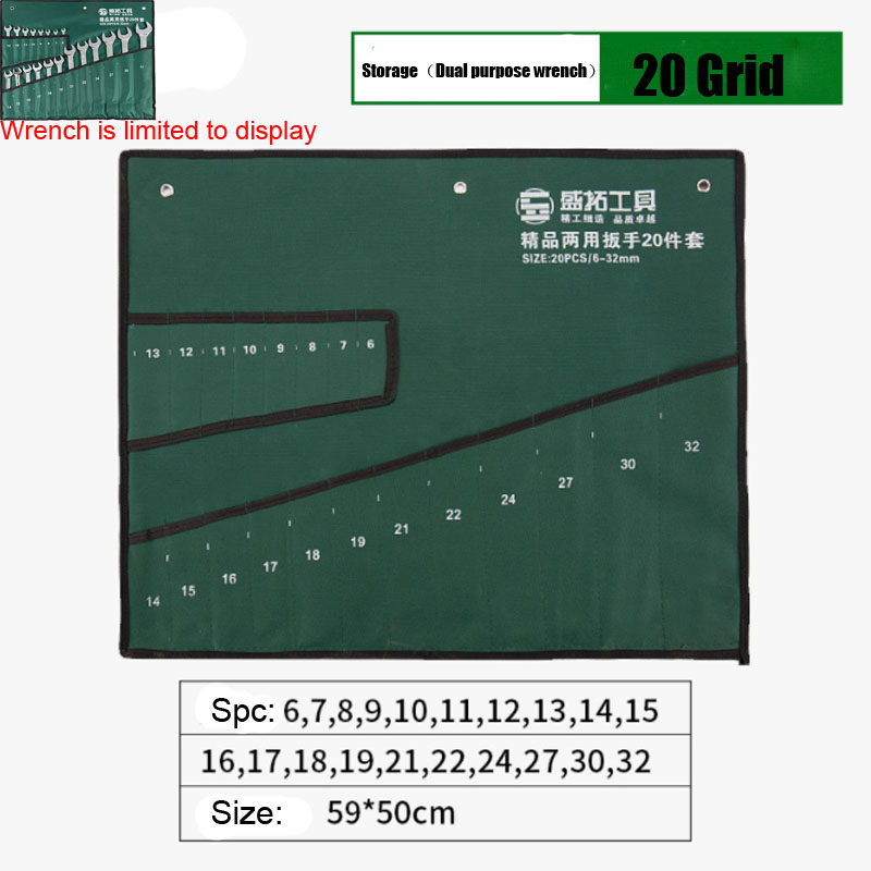 1Pcs 8/10/20 Slot Spanner Tool Organizer Plastic Rail Lade Wrench Clip Houder Opslag Canvas Gereedschap Tas Garage sleutels Keeper: 20 grid dual purpose