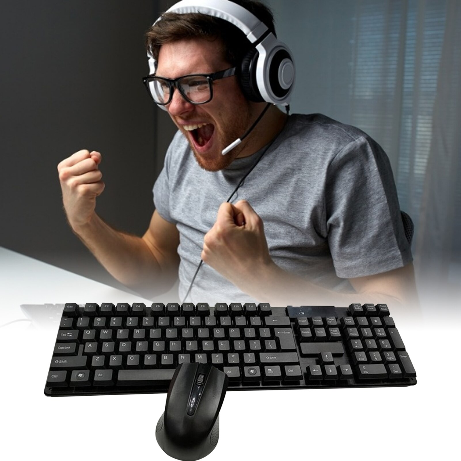 Wireless Keyboard And Mouse Combo Compact Full-size Keyboard
