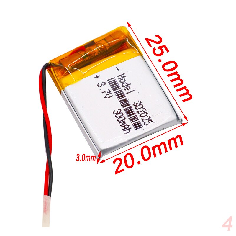 Baterías de polímero de litio Lipo li-polymer con PCM para MP3, MP4, MP5, Bluetooth, auriculares, 1/2/4x3,7 V 300mAh 302025