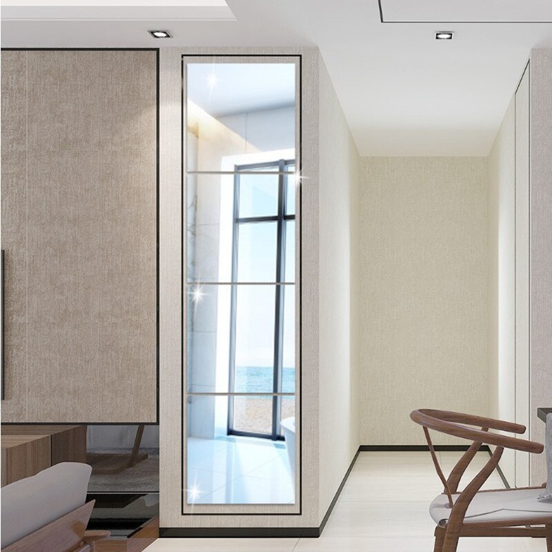 Mirror Wall Stickers Acrylic Square Mirror Tile Wall Stickers Decal DIY 3D Self-adhesive Acrylic Tiles Sticker For Home Decor