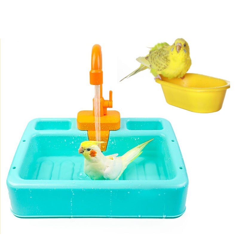 Ducha para loros, bañera para aves, piscina para loros, jaula de baño para Calopsita, juguetes para periquitos, grifo para lavabo de baño para cacatúa, Corella para loros