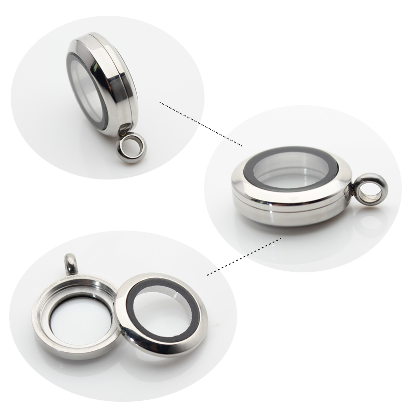 Mini médaillon flottant à mémoire de forme, médaillon rond en acier inoxydable, médaillon torsadé en verre adapté aux chaînes de colliers et de bracelets, 15mm 17mm, 1 pièce