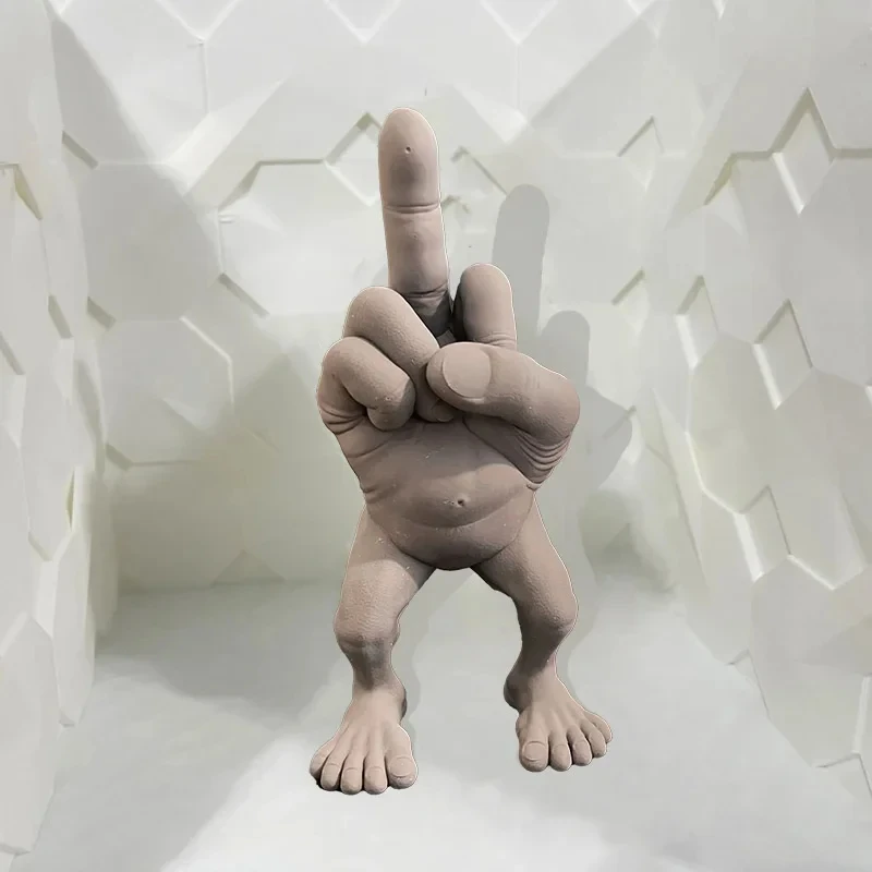 Middelvinger Figuur Met Benen Kantoor Bureau Hars Ornamenten Creatieve Grappige Middelvinger Bureaublad Decoratie: Donker Kaki