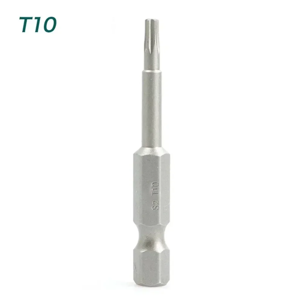 50mm Torx Steel Magnetic Triangle Head Screwdriver Bits 1/4 Hex Shank Pneumatic Screwdriver Electric Head T5-T40 Star Bit Set: black