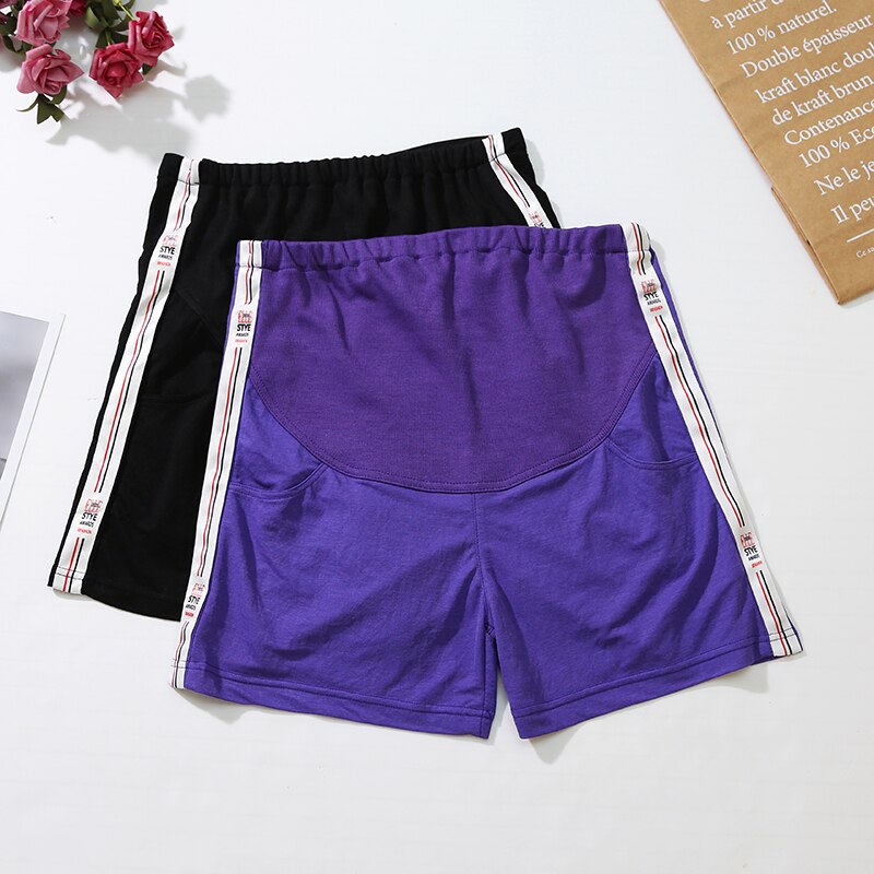 Sommar gravidbyxor sport elastiska magshorts byxor kläder för gravida kvinnor justerbara byxor med hög midja  c872