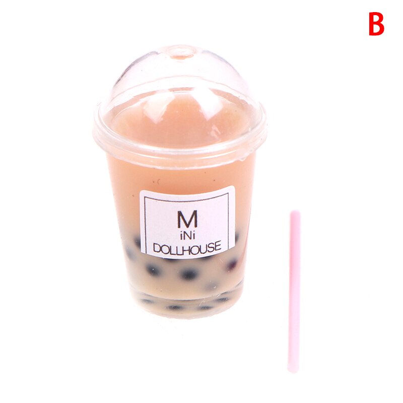 Thee Water Cup Aardbei Banaan Miniatuur Poppenhuis Accessoires Cups Keuken Speelgoed Mini Milkshake Ijs Citroen Melk Fruit: B